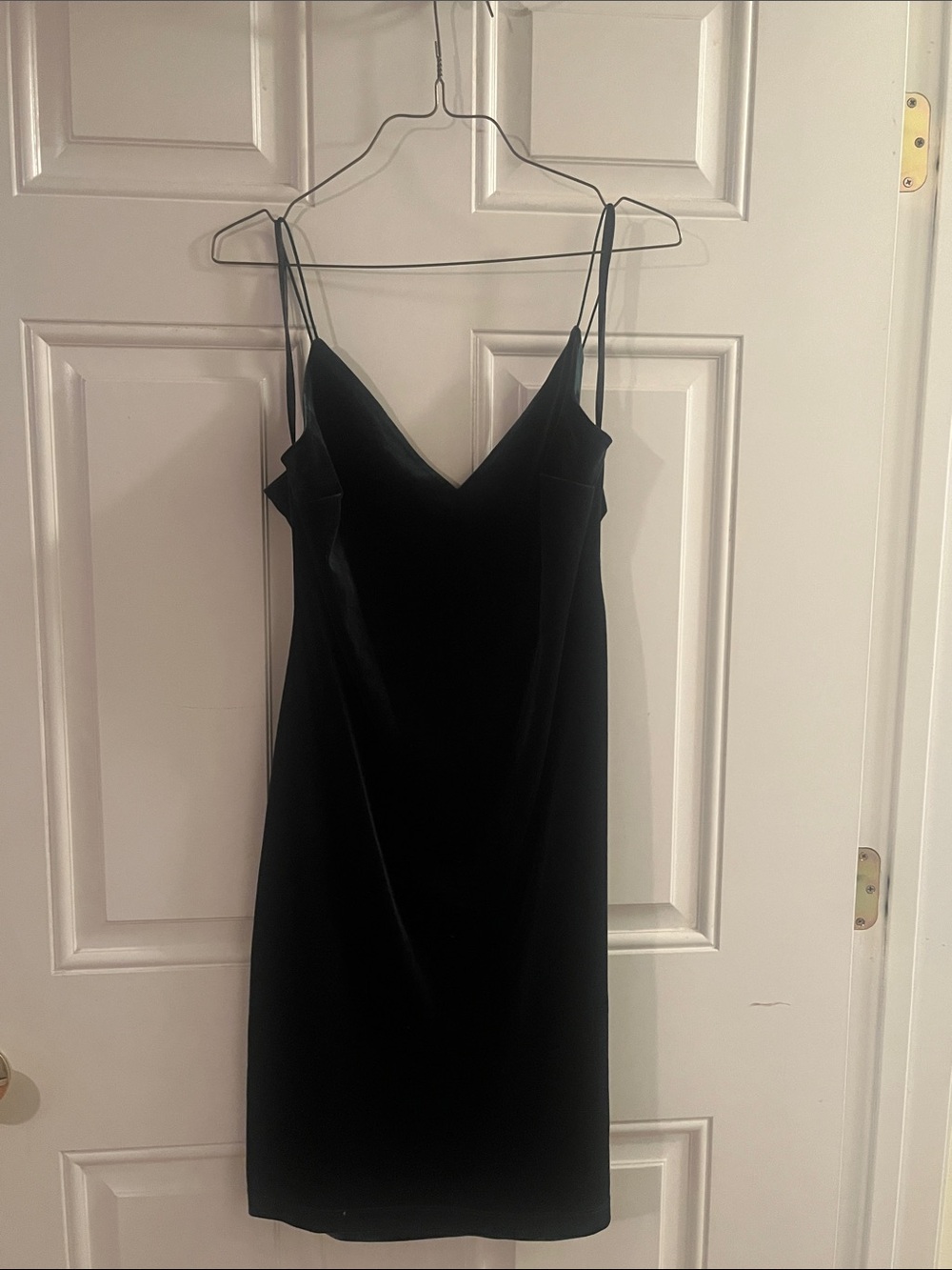 Green Velvet Slip Dress with Spaghetti Straps